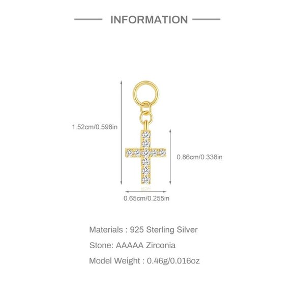 Elegant 925 Sterling Silver Cross Drop Earrings with Sparkling Zircon - Picture 4 of 7